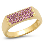 14K Yellow Gold Pink Sapphire Staple Signet Ring 
