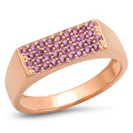 14K Rose Gold Pink Sapphire Staple Signet Ring 