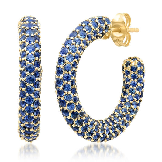 Eriness Jewelry Blue Sapphire Party Hoops 