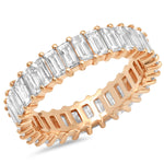 14K Rose Gold Diamond Vertical Baguette Ring