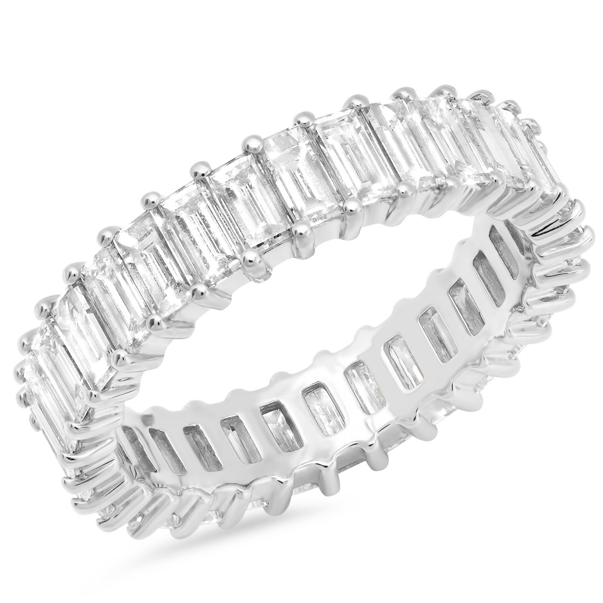 14K White Gold Diamond Vertical Baguette Ring
