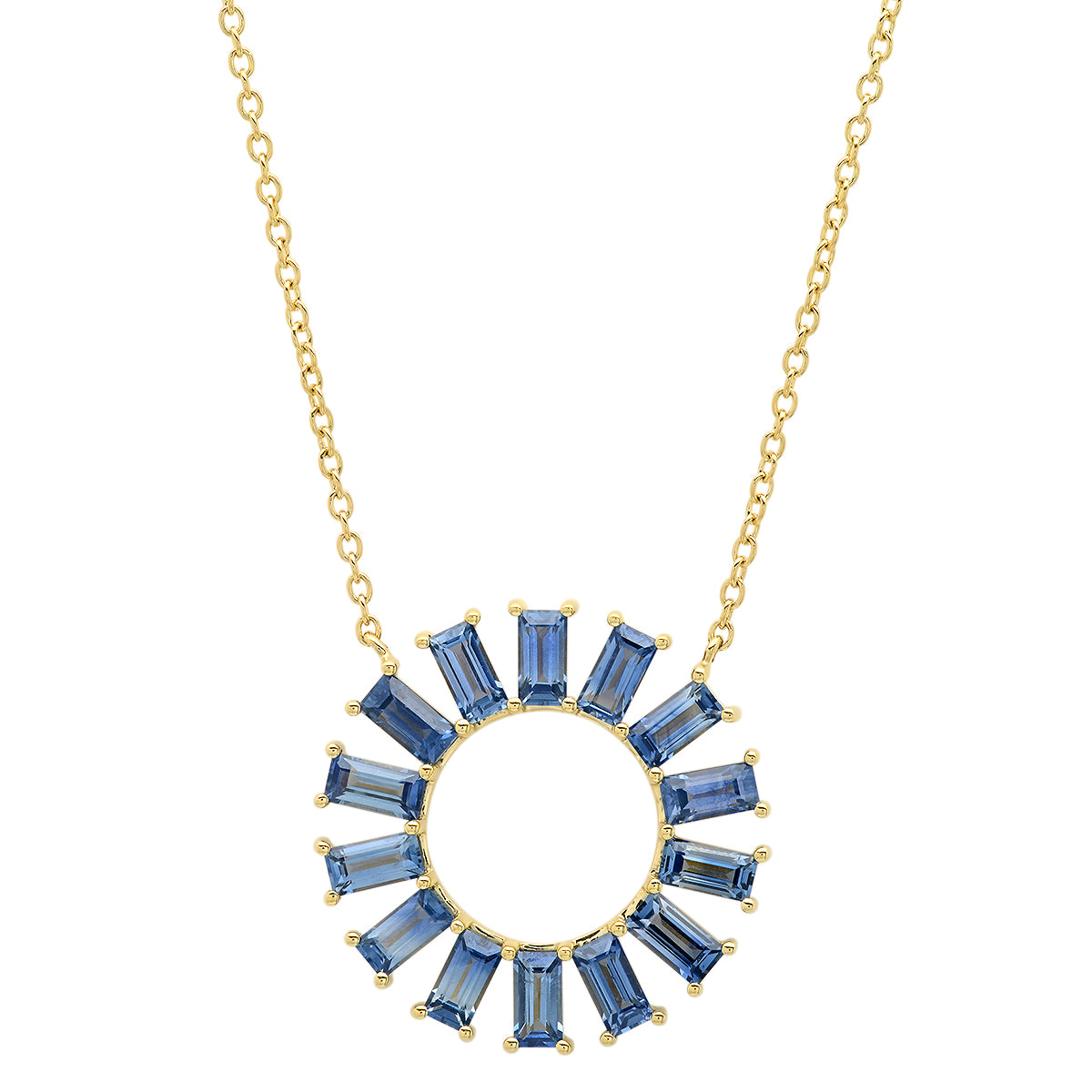 Blue Sapphire Baguette Color Wheel Necklace