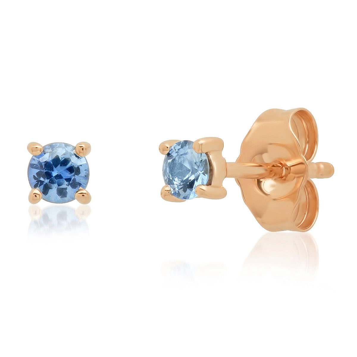 14K Rose Gold Blue Sapphire Studs