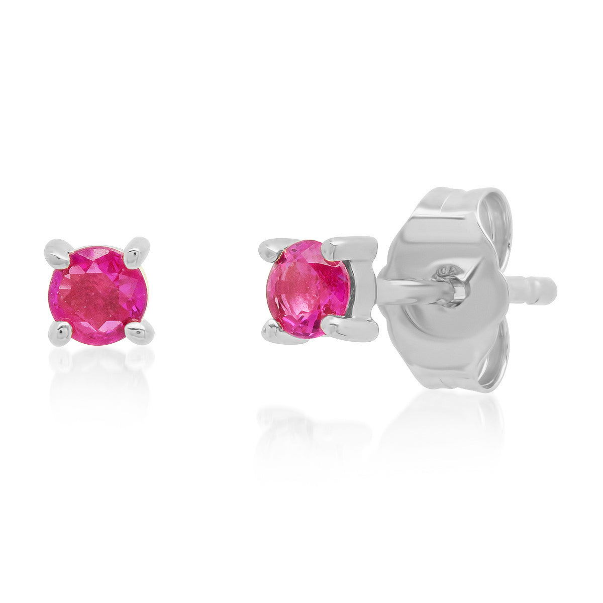 14K White Gold Ruby Studs