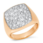 14K Rose Gold Diamond Cushion Signet Ring