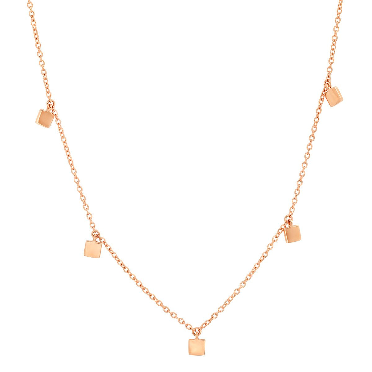 14K Rose Gold Mini Square Necklace