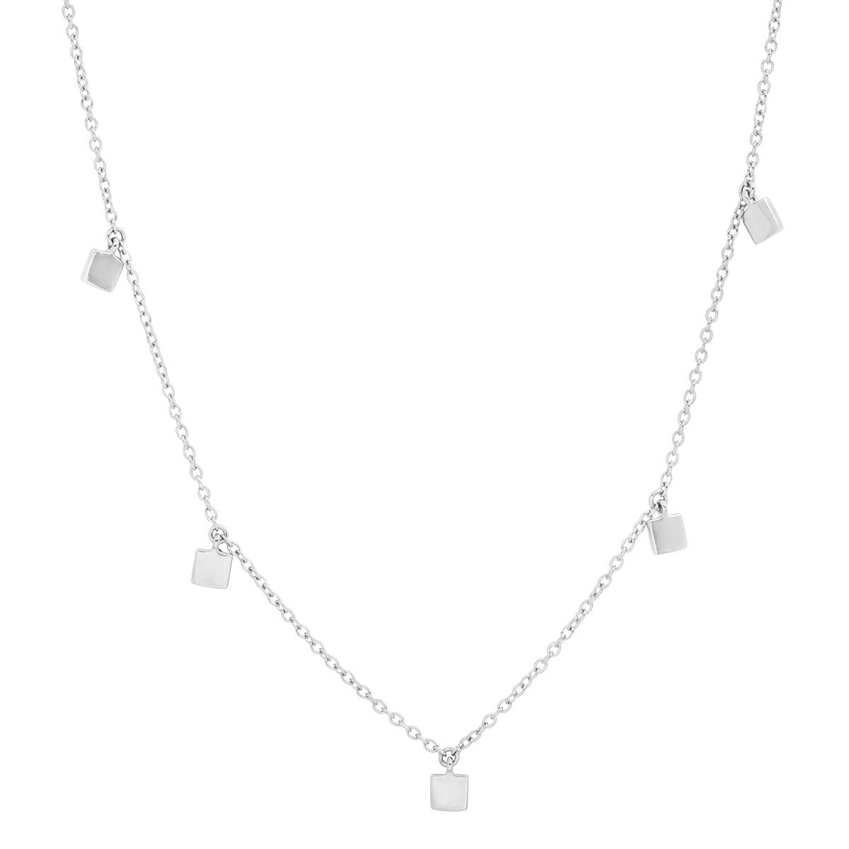 14K White Gold Mini Square Necklace