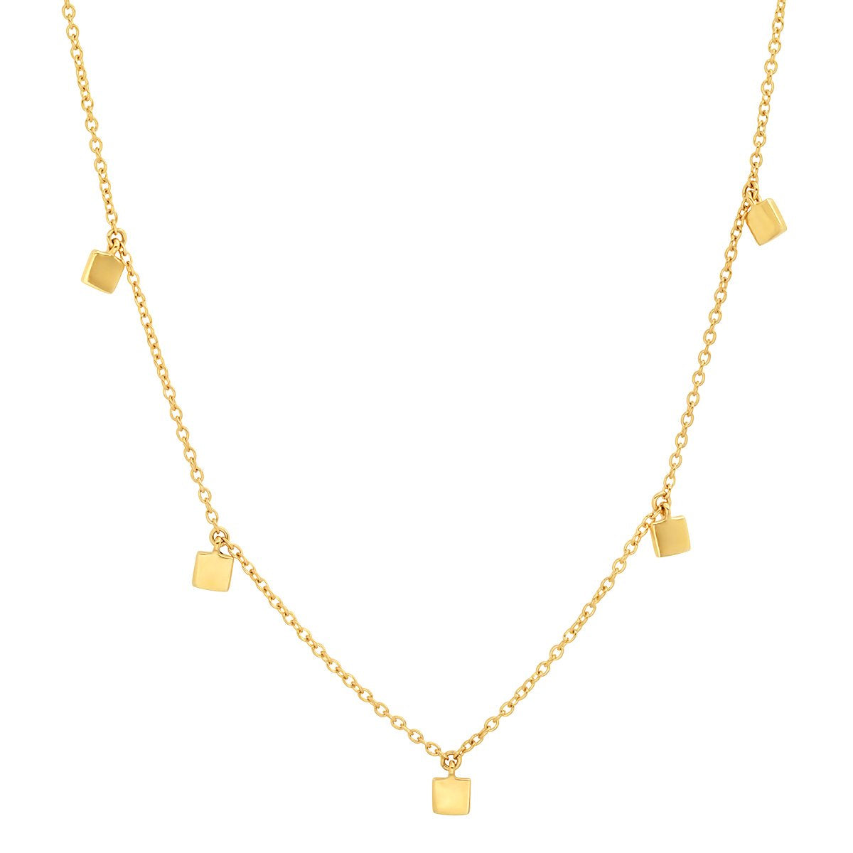 14K Yellow Gold Mini Square Necklace