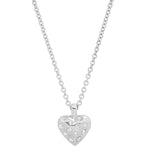 14K White Gold Mini Reversible Diamond and Gold Puffy Heart Necklace