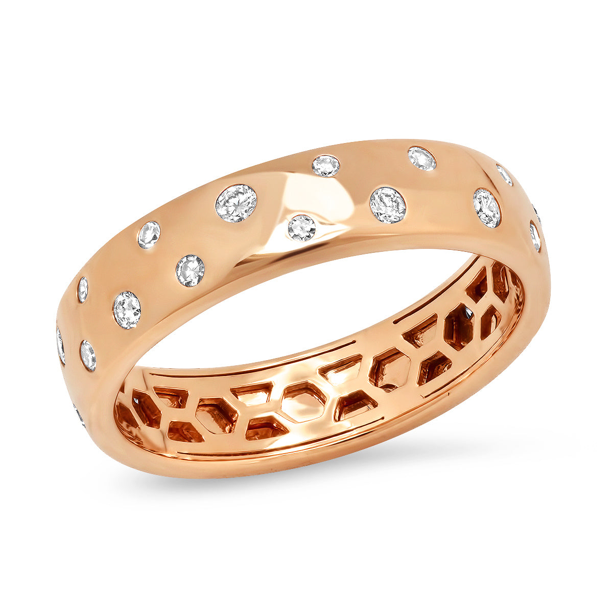 14K Rose Gold Diamond Polka Dot Ring