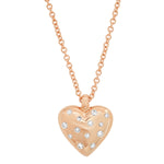 14K Rose Gold Small Reversible Diamond and Gold Puffy Heart Necklace