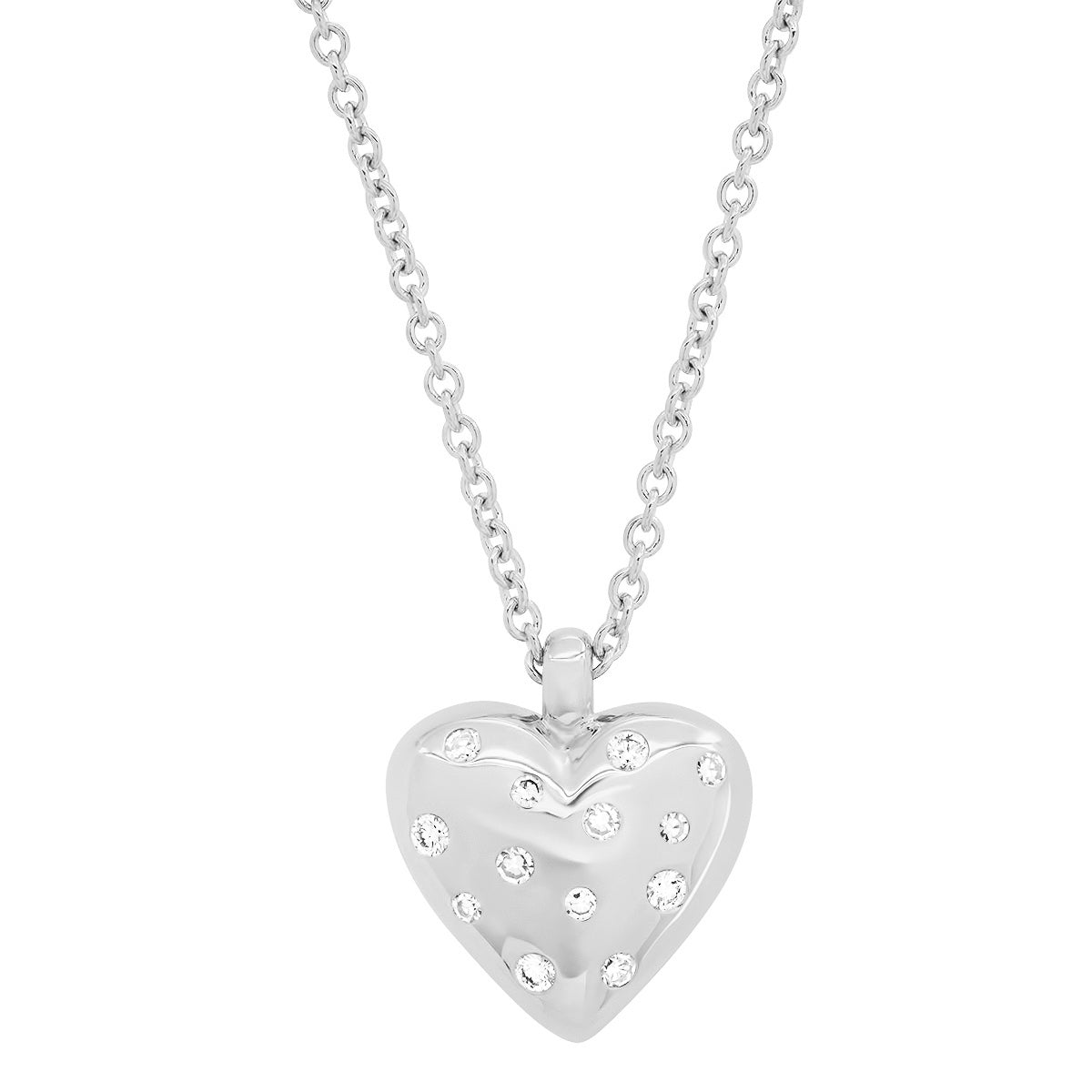 Small Reversible Diamond and Gold Puffy Heart Necklace- Eriness Jewelry