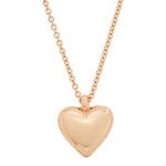 14K Rose Gold Small Reversible Diamond and Gold Puffy Heart Necklace