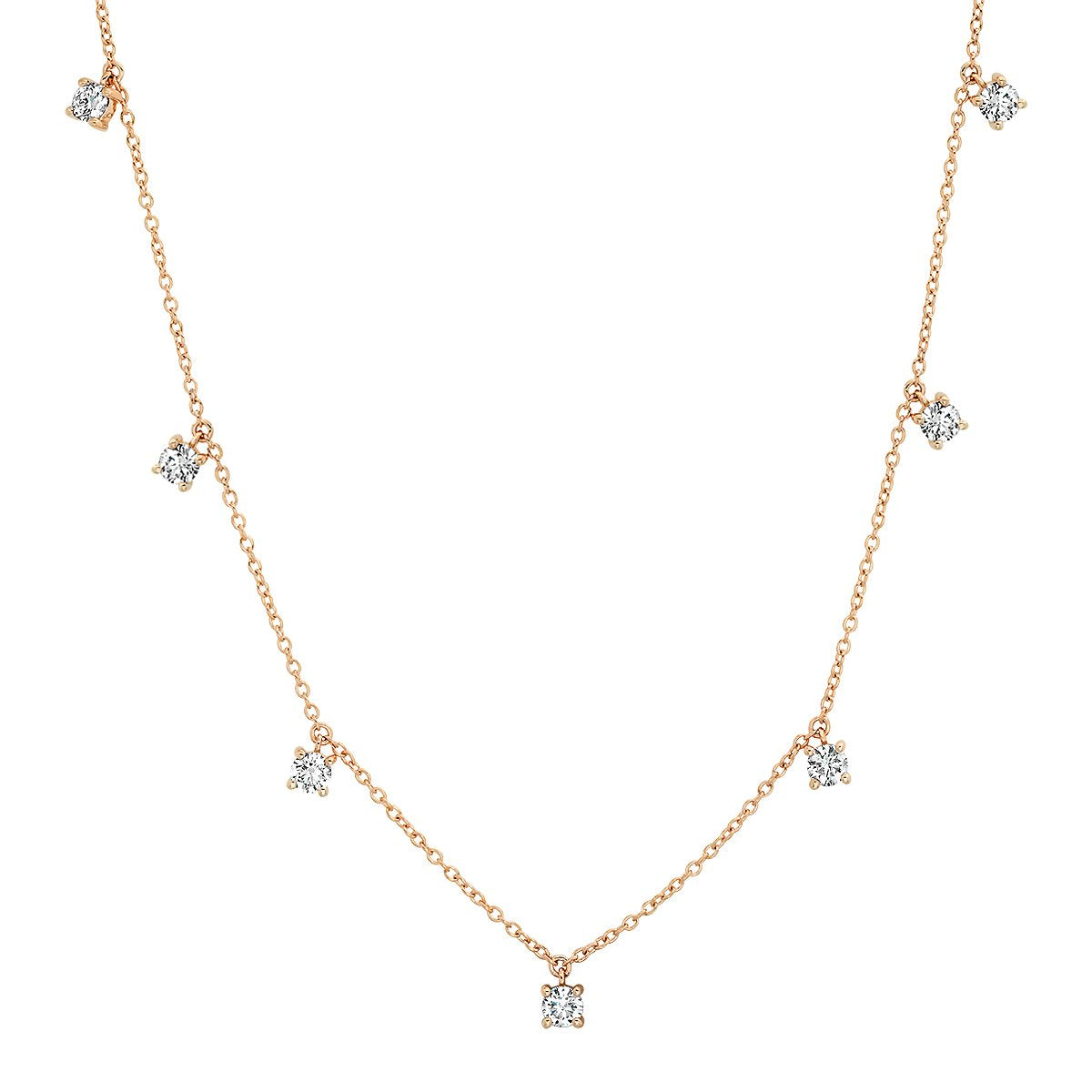 14K Rose Gold Diamond Charm Necklace