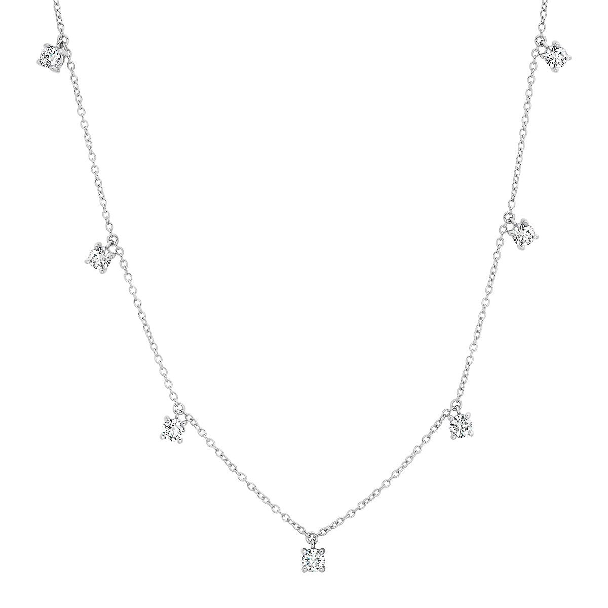14K White Gold Diamond Charm Necklace