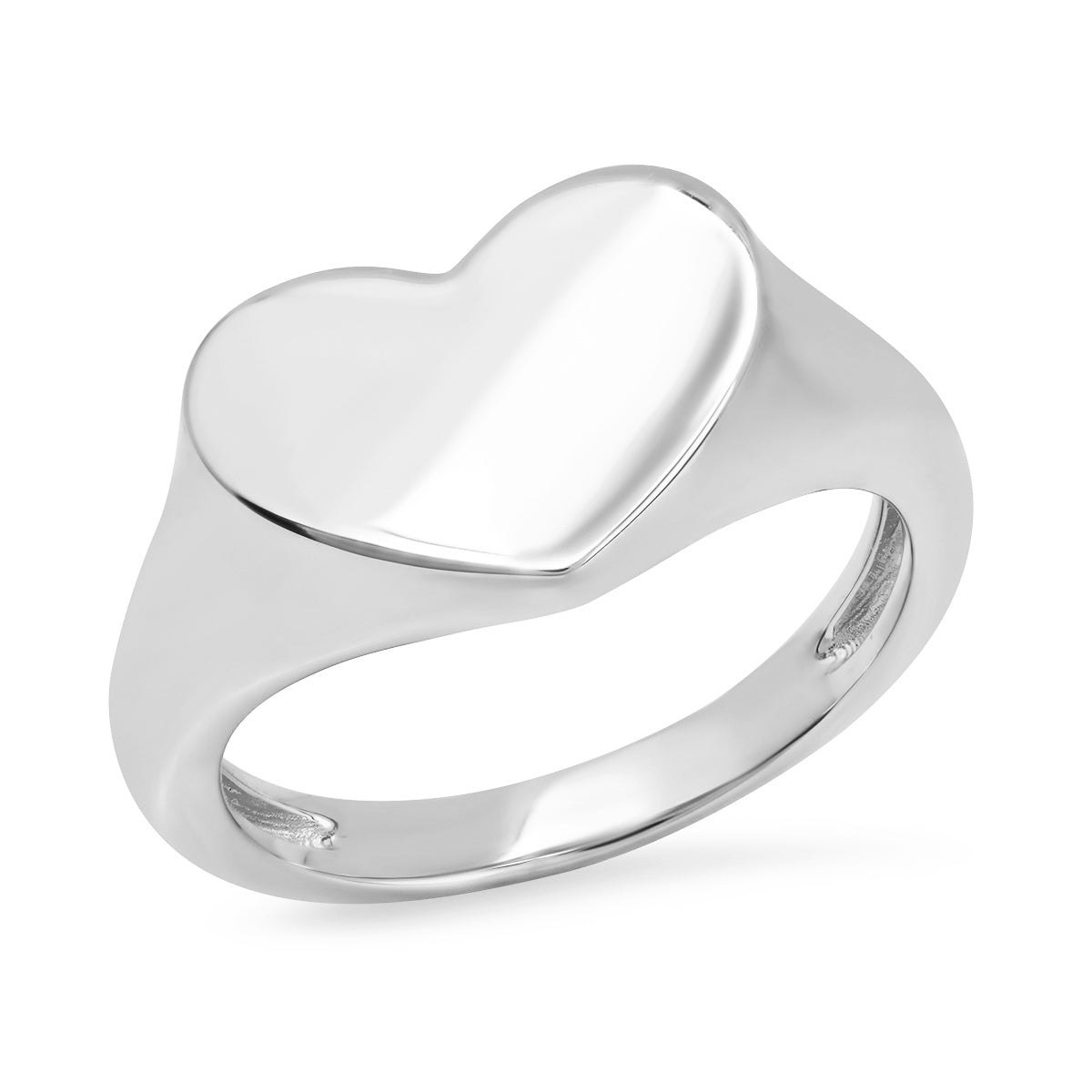 14K White Gold Smushed Heart Pinky Ring