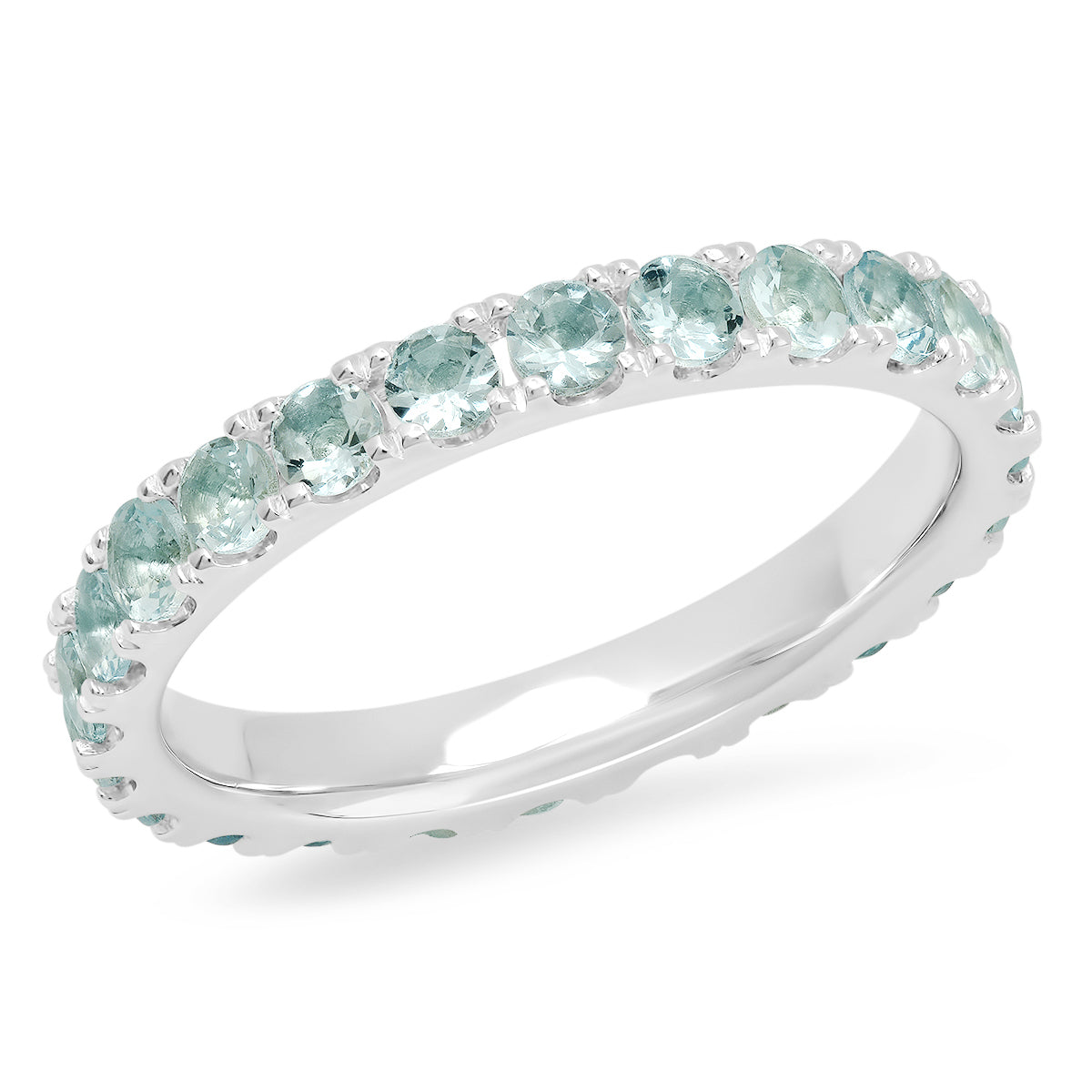 14K White Gold Large Aquamarine Eternity Band