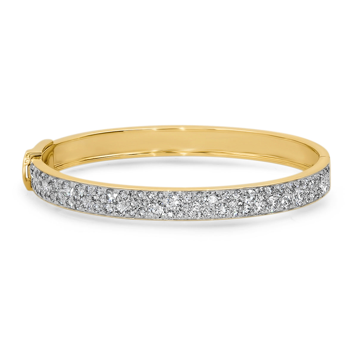 14K Yellow Gold Diamond Cluster Bangle