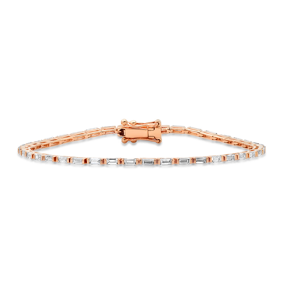 14K Rose Gold Diamond Baguette Tennis Bracelet