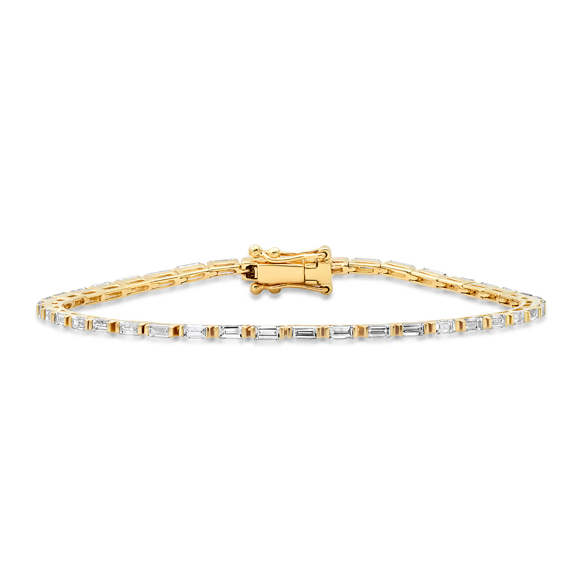 14K Yellow Gold Diamond Baguette Tennis Bracelet