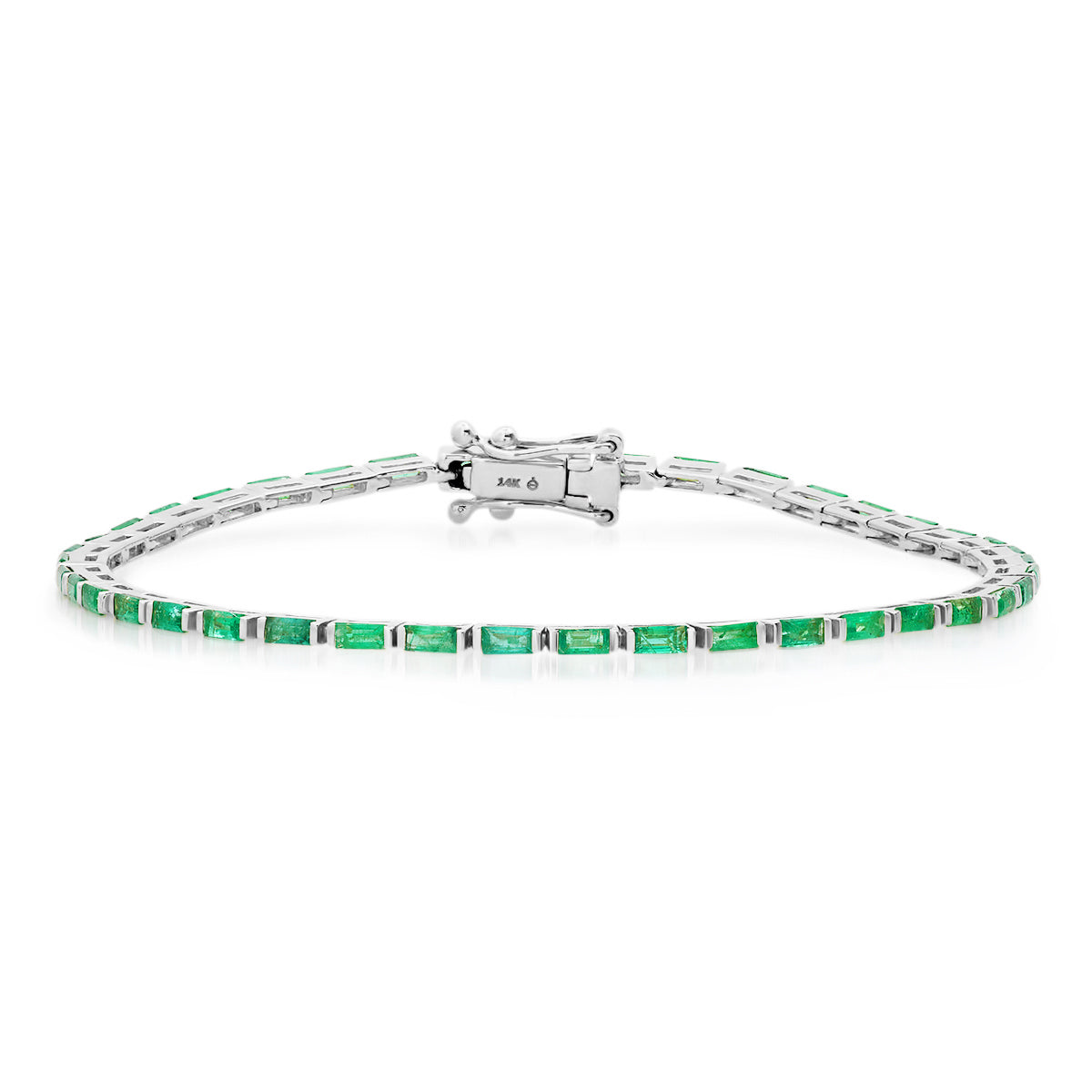 White Gold Emerald Baguette Tennis Bracelet