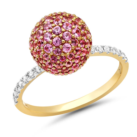 14K Yellow Gold Pink Sapphire Disco Ball Ring