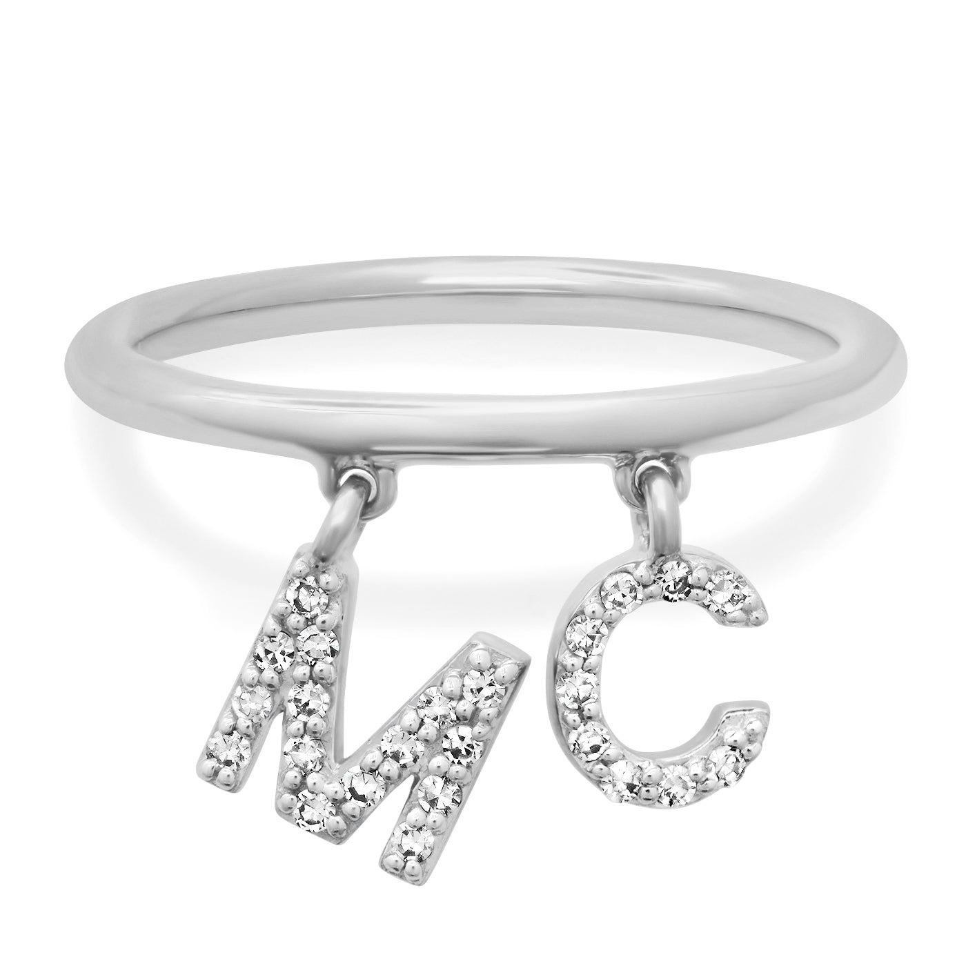 14K White Gold Eriness X Des Kohan Double Initial Ring