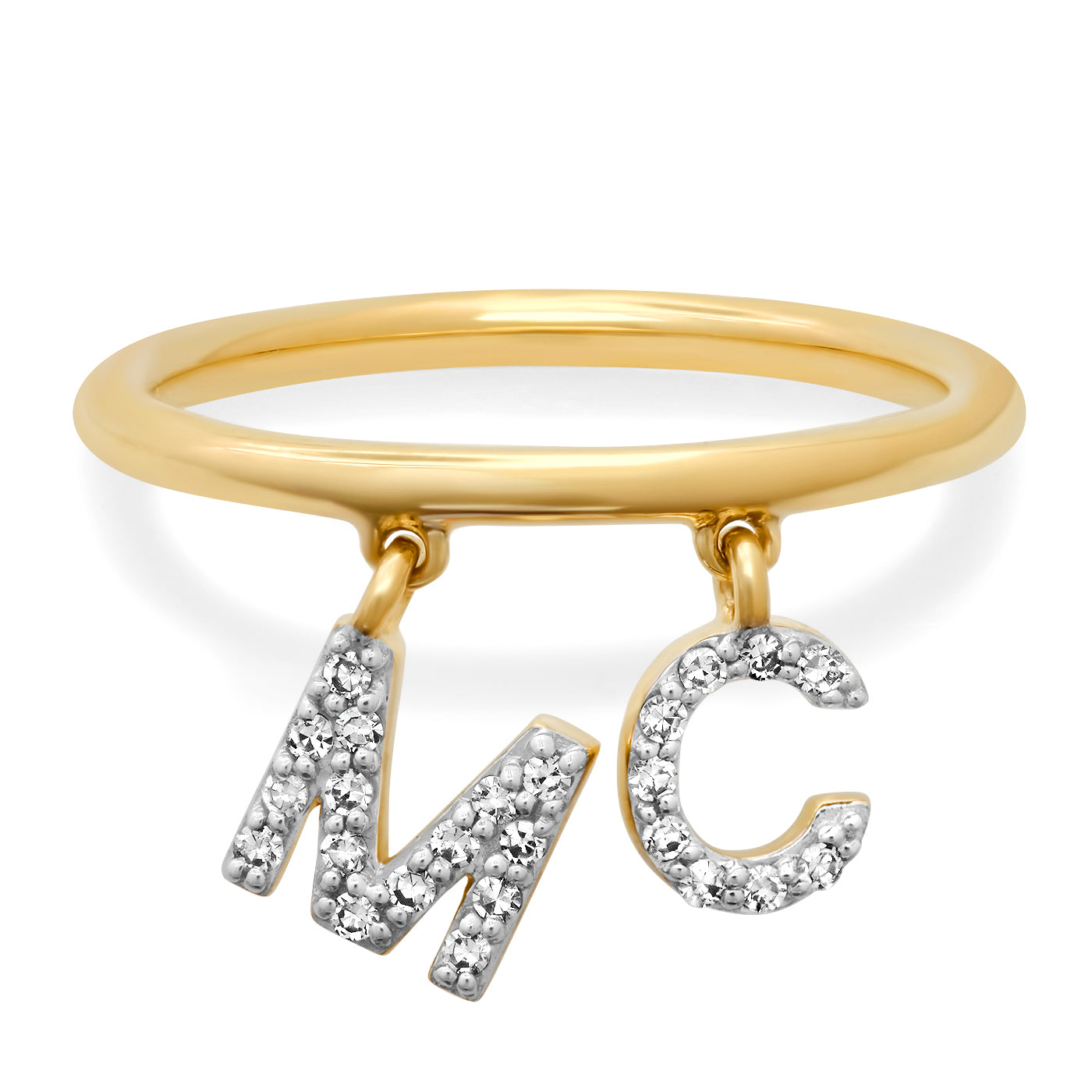14K Yellow Gold Eriness X Des Kohan Double Initial Ring