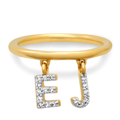 14K Yellow Gold Eriness X Des Kohan Double Initial Ring