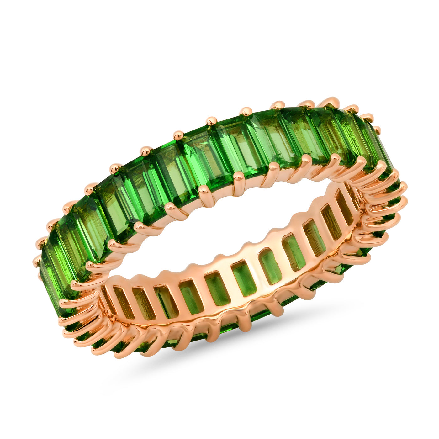 14K Rose Gold Tsavorite Vertical Baguette Ring