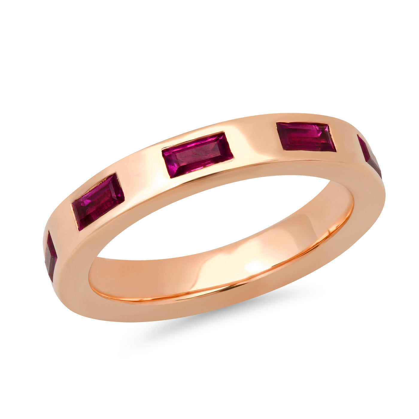 14K Rose Gold Stationary Ruby Baguette Ring