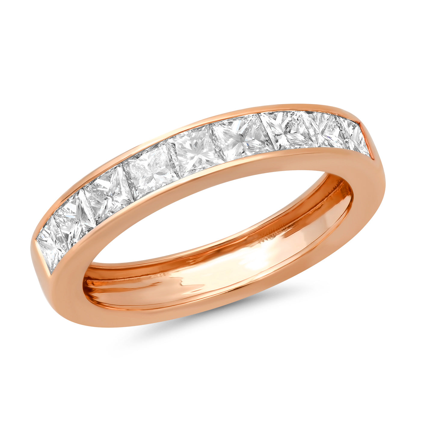 14K Rose Gold Diamond Princess Cut Ring