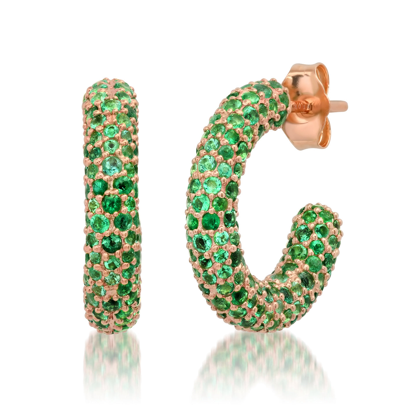 14K Rose Gold Mini Emerald Party Hoops