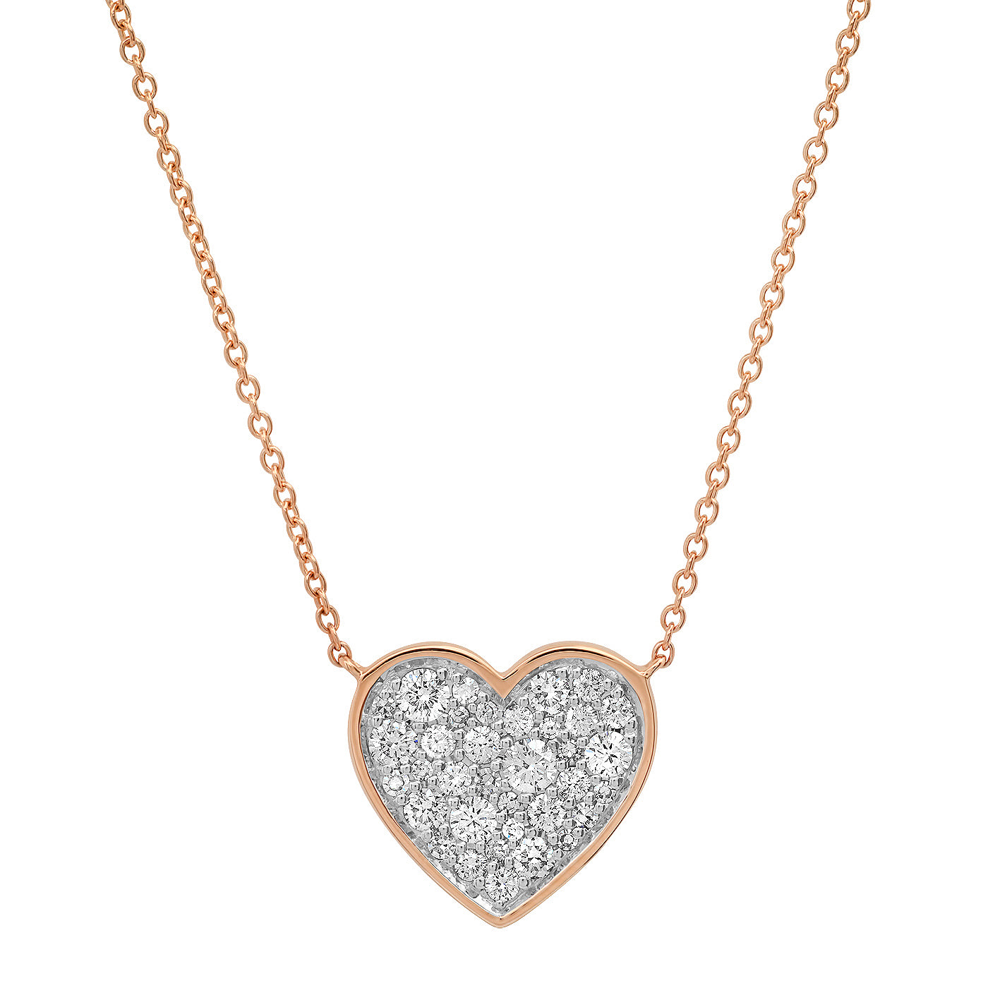 14K Rose Gold Diamond Bezel Set Heart Necklace