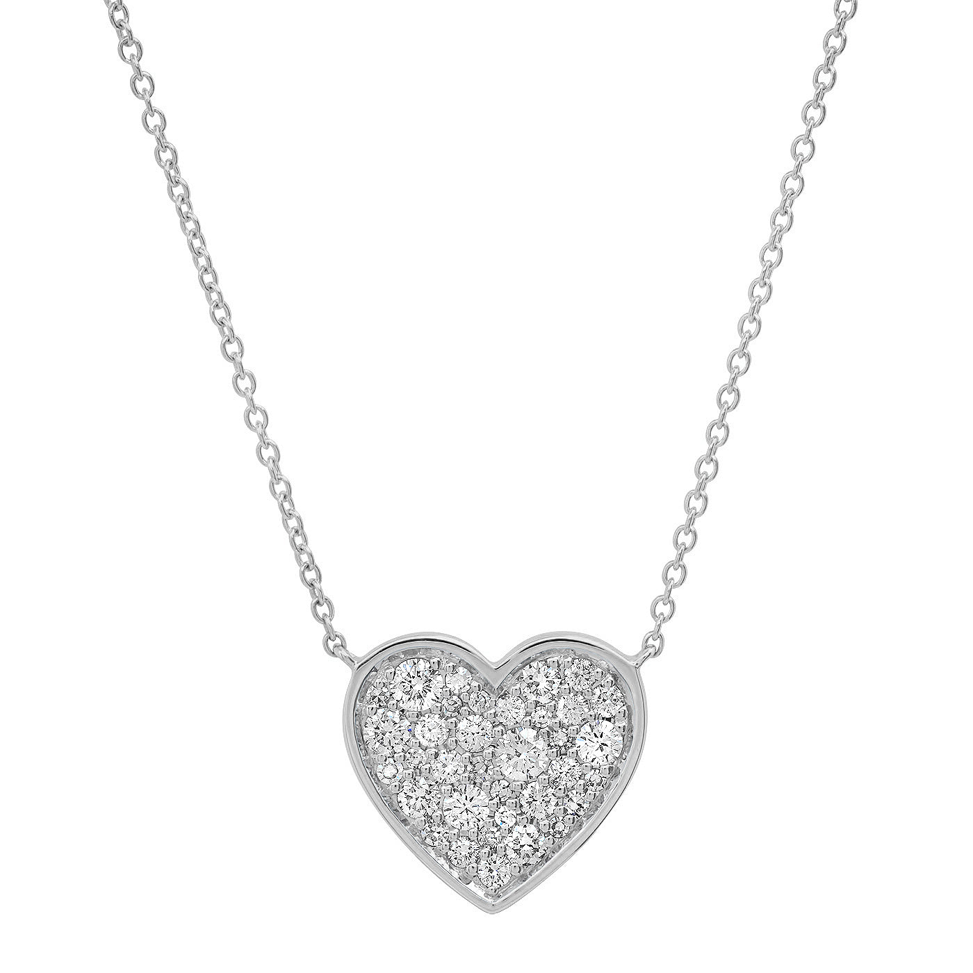 14K White Gold Diamond Bezel Set Heart Necklace