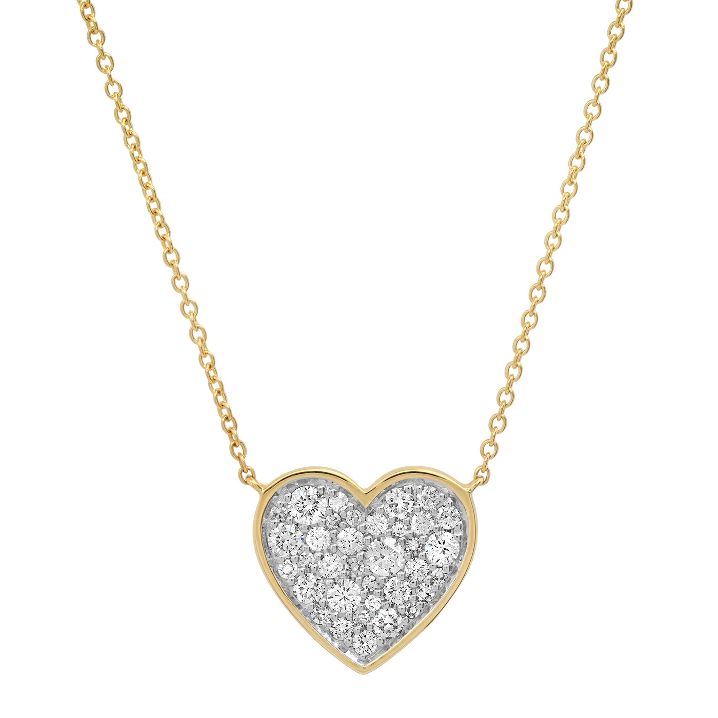 14K Yellow Gold Diamond Bezel Set Heart Necklace
