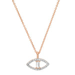 14K Rose Gold Pave Diamond and Baguette Evil Eye Necklace