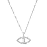 14K White Gold Pave Diamond and Baguette Evil Eye Necklace