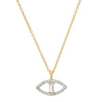 14K Yellow Gold Pave Diamond and Baguette Evil Eye Necklace