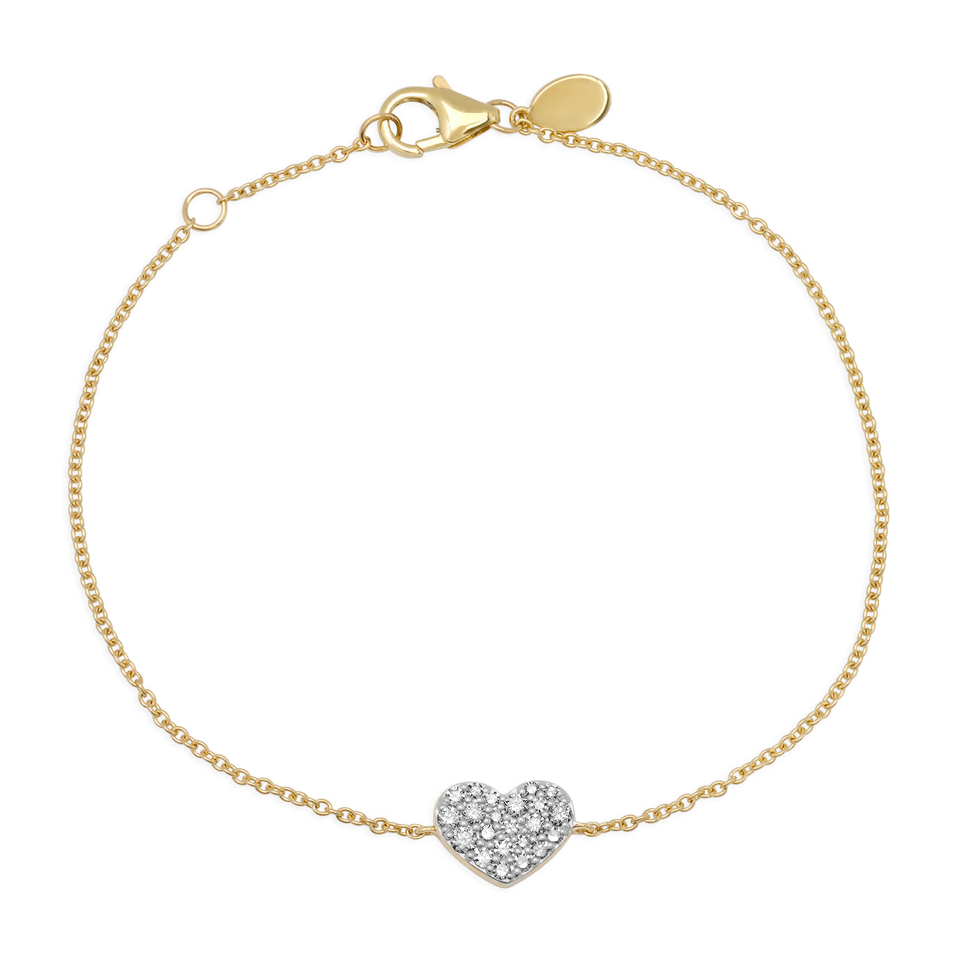 14K Yellow Gold Diamond Smushed Heart Bracelet
