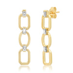 14K Yellow Gold Diamond Baguette Flat Link Earring 