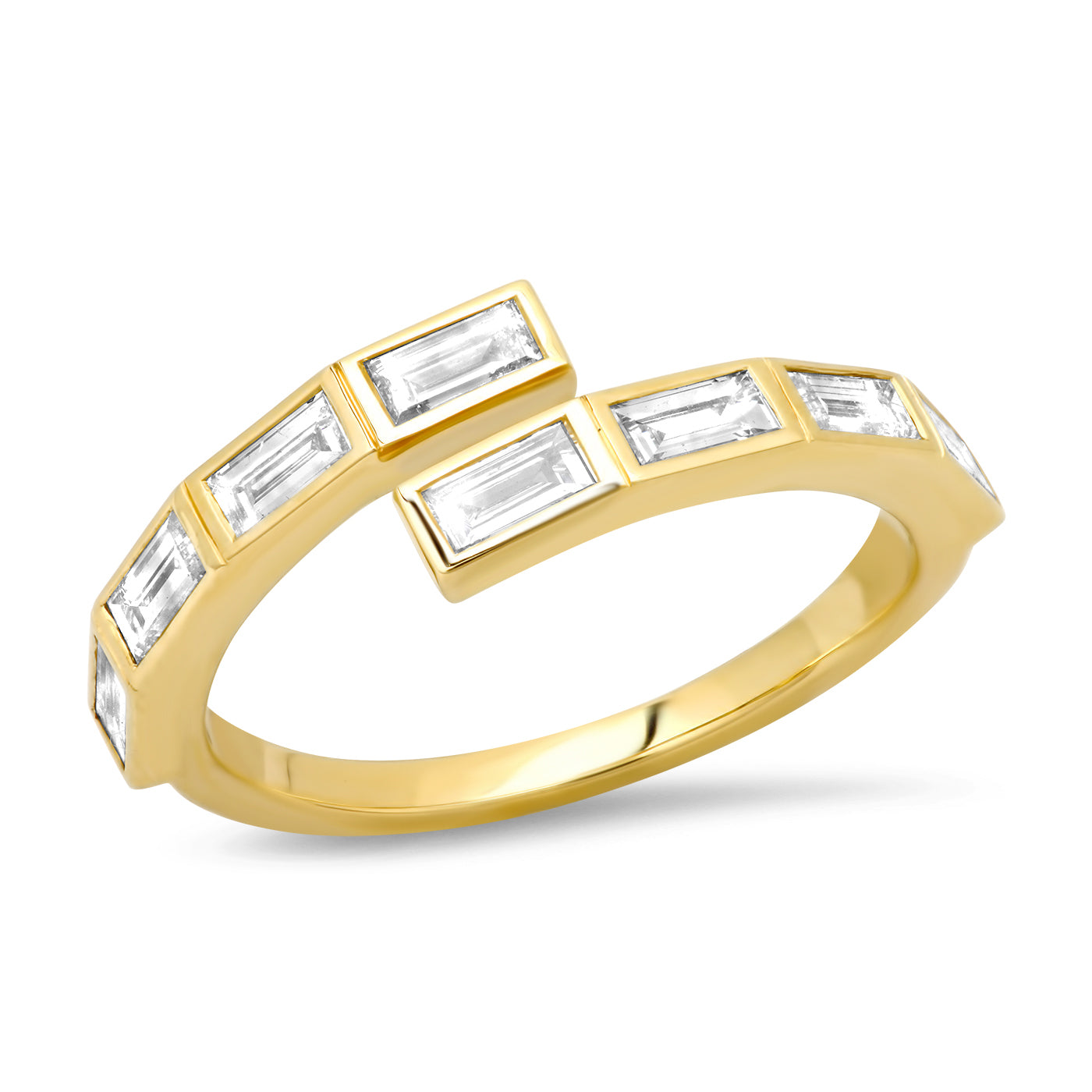 14K Yellow Gold Diamond Baguette Wrap Ring 