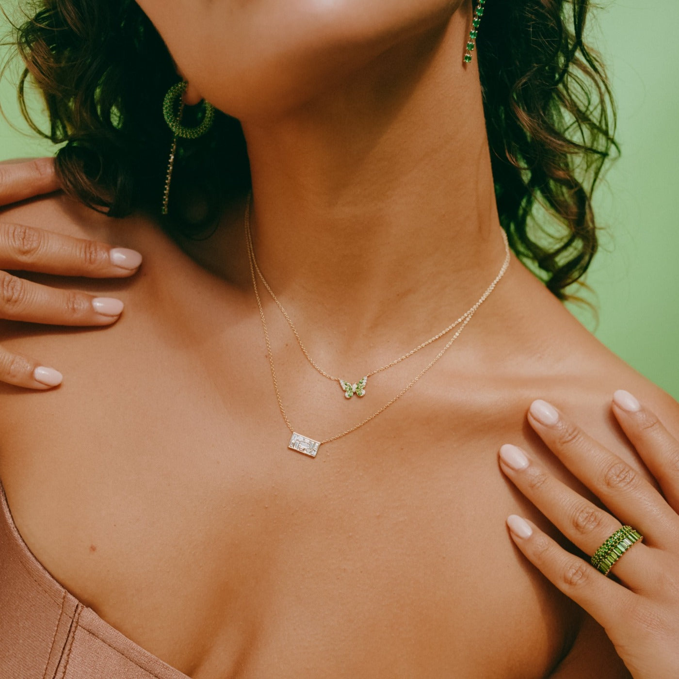 Diamond Rectangle Illusion Necklace- Eriness Jewelry