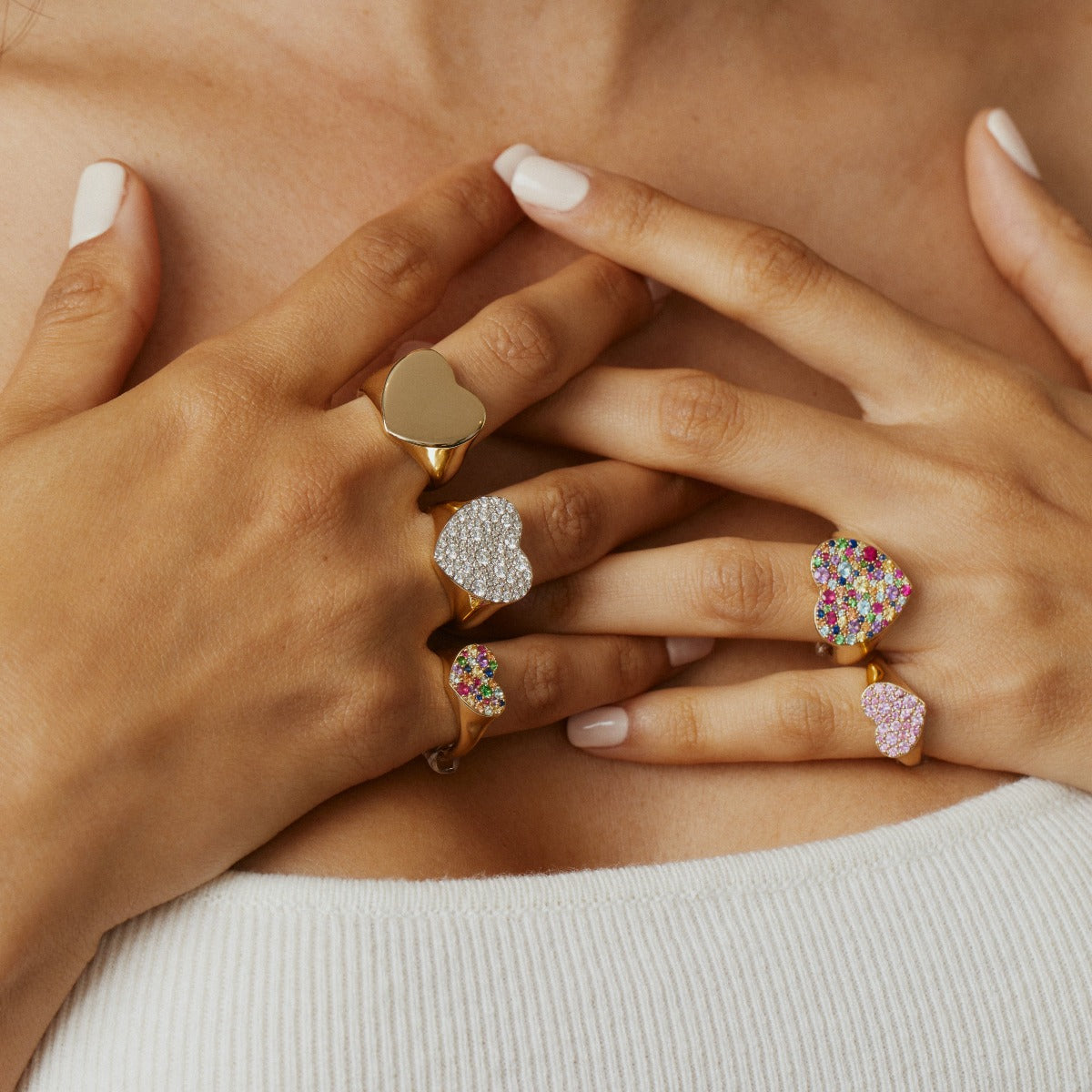 Solid Gold Heart Signet Ring