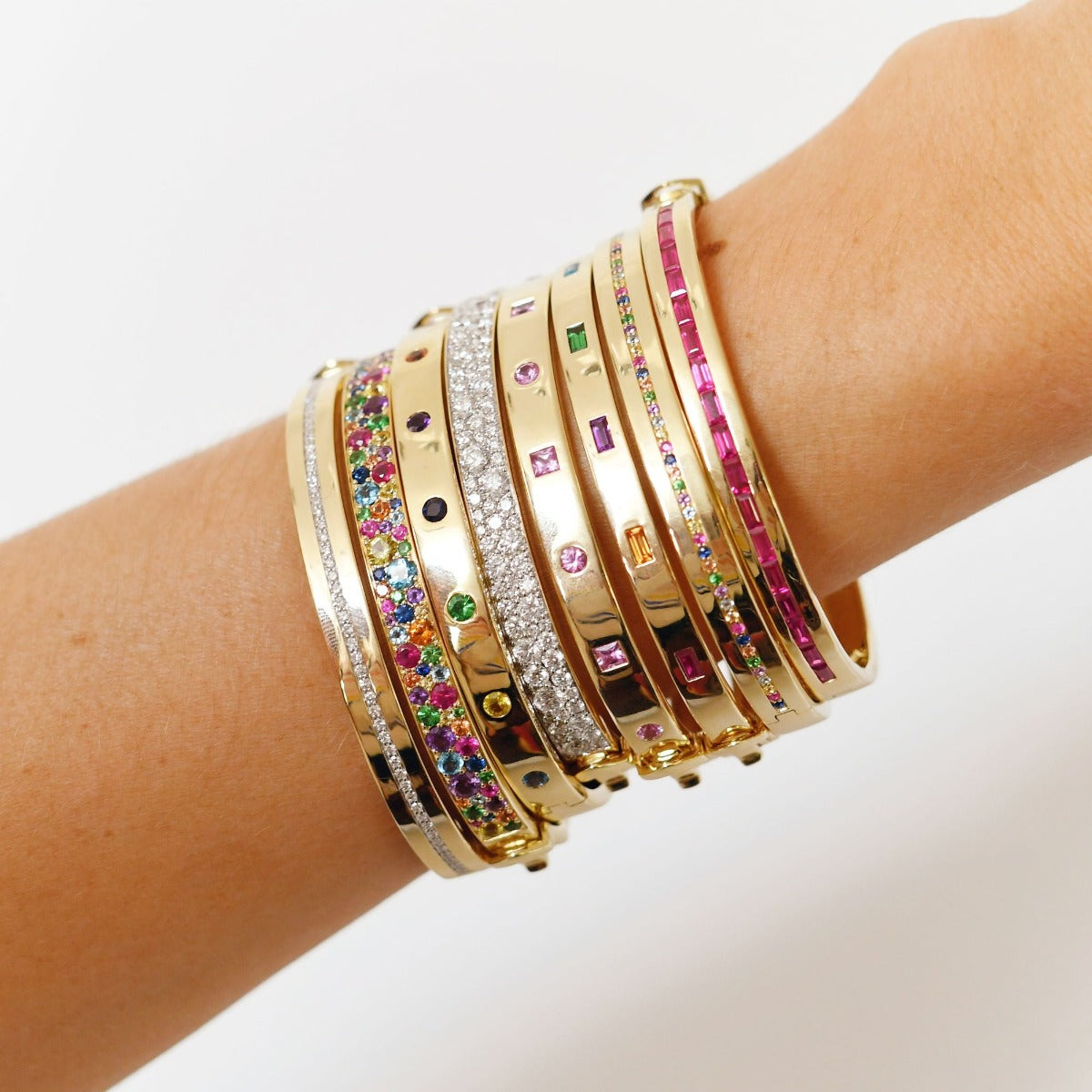 Multi Colored Five Baguette Bangle