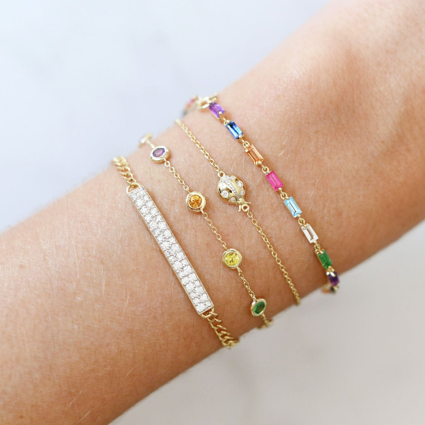 Rainbow Bezel Set Bracelet