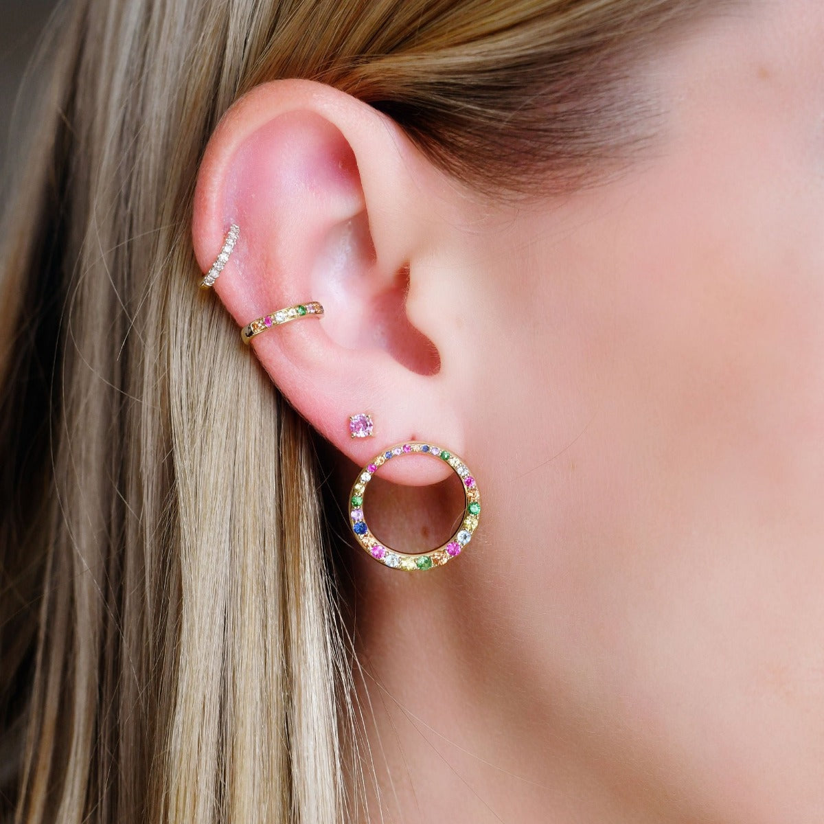 Asymmetrical Multi Colored Loop Earrings