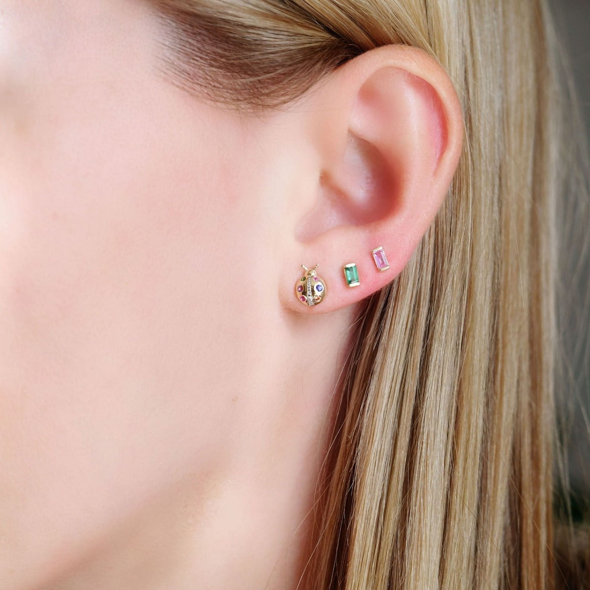 Multi Colored Ladybug Studs