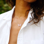 Pink and Diamond Ombré Butterfly Necklace