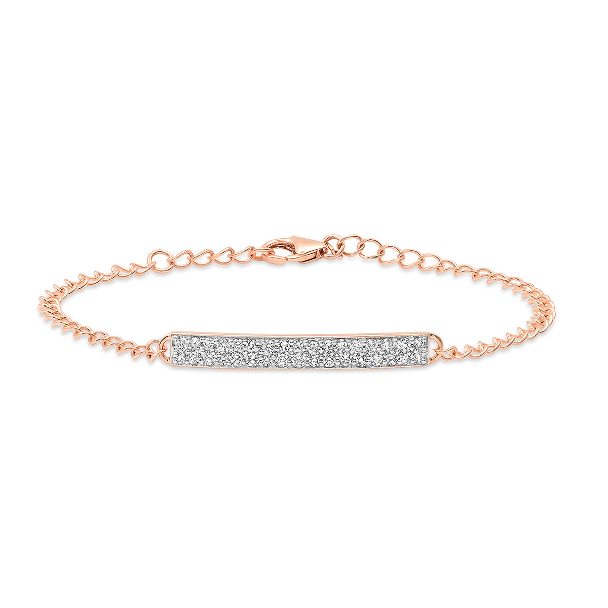 14K Rose Gold Diamond ID Bracelet